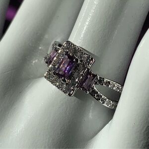 Amethyst/CZ ring “Bomb Party.”